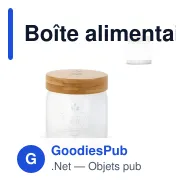 Boîte alimentaire personnalisable en verre et bambou avec logo - 600 ml - Miniature 1