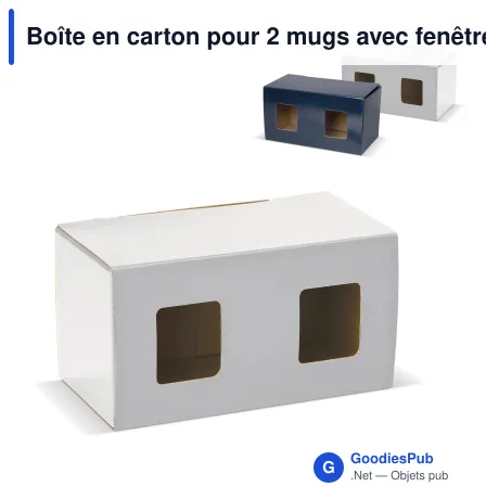 Boîte en carton pour 2 mugs avec fenêtre pour cadeau d'entreprise - Duo