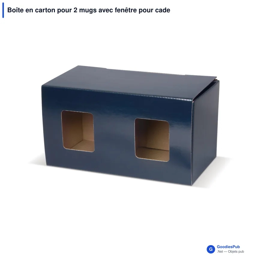 Boîte en carton pour 2 mugs avec fenêtre pour cadeau d'entreprise - Duo - Image 2