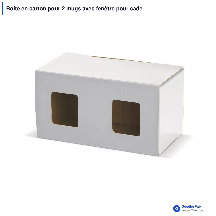 Boîte en carton pour 2 mugs avec fenêtre pour cadeau d'entreprise - Duo - Image 3