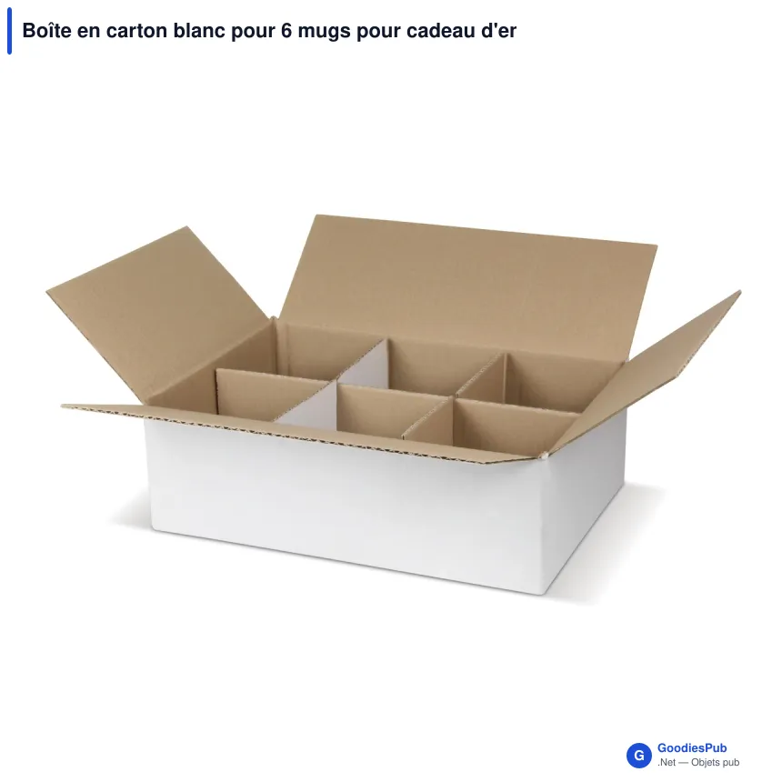 Boîte en carton blanc pour 6 mugs pour cadeau d'entreprise - Pack 6 - Image 2