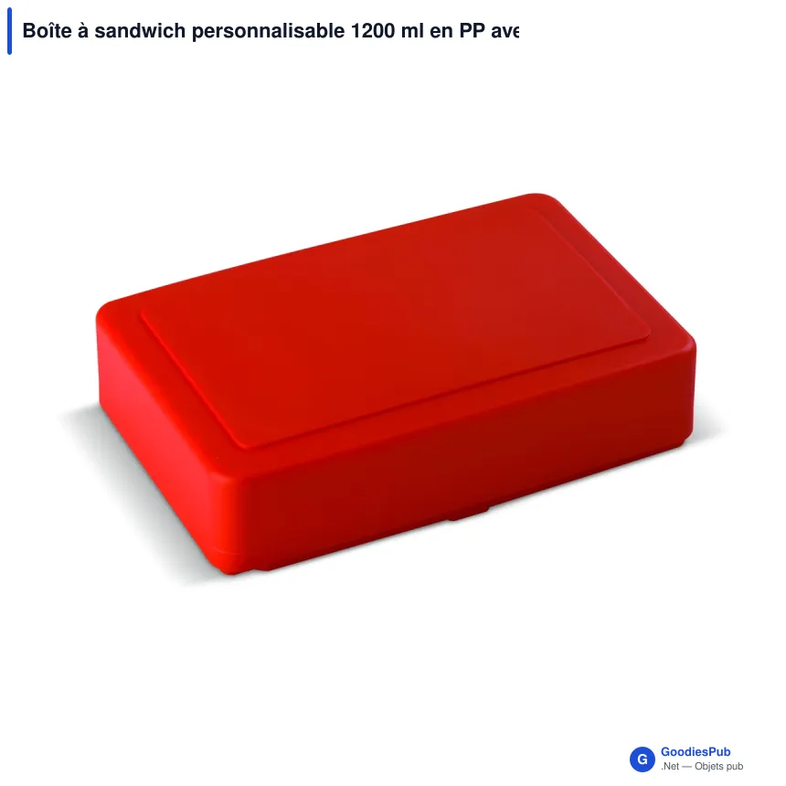 Boîte à sandwich personnalisable 1200 ml en PP avec logo - Rouge ou bleu - Image 2