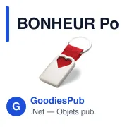BONHEUR Porte clef coeur en métal - Miniature 1