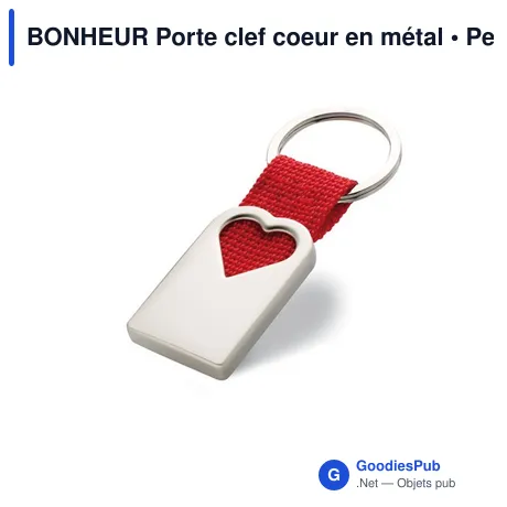 BONHEUR Porte clef coeur en métal