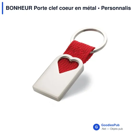 BONHEUR Porte clef coeur en métal - Image 1