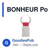 BONHEUR Porte clef coeur en métal - Miniature 2