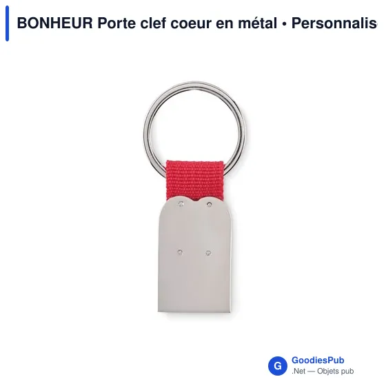 BONHEUR Porte clef coeur en métal - Image 2