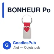 BONHEUR Porte clef coeur en métal - Miniature 3