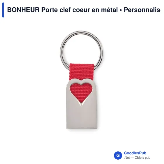 BONHEUR Porte clef coeur en métal - Image 3