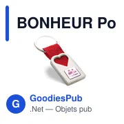 BONHEUR Porte clef coeur en métal - Miniature 4
