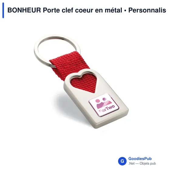 BONHEUR Porte clef coeur en métal - Image 4