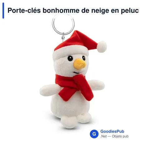 Porte-clés bonhomme de neige en peluche personnalisable avec logo