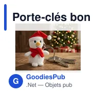 Porte-clés bonhomme de neige en peluche personnalisable avec logo - Miniature 3