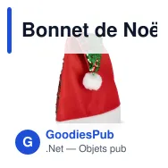 Bonnet de Noël personnalisable à paillettes bicolores avec logo - Rouge et vert - Miniature 2
