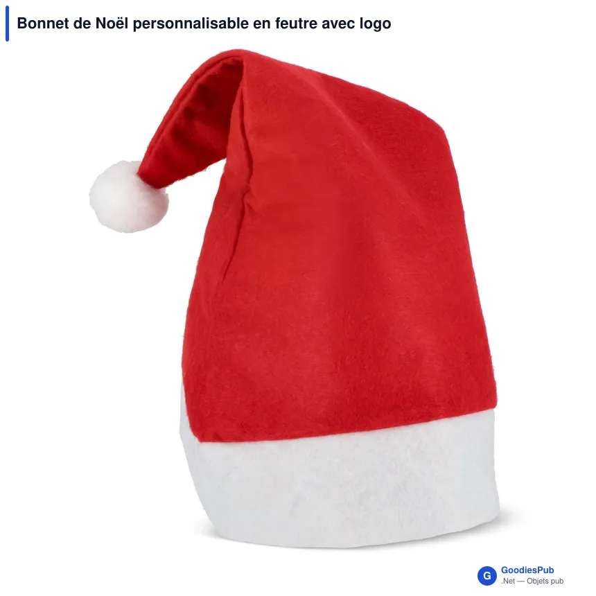 Bonnet de Noël personnalisable en feutre avec logo - Classique rouge - Image 2