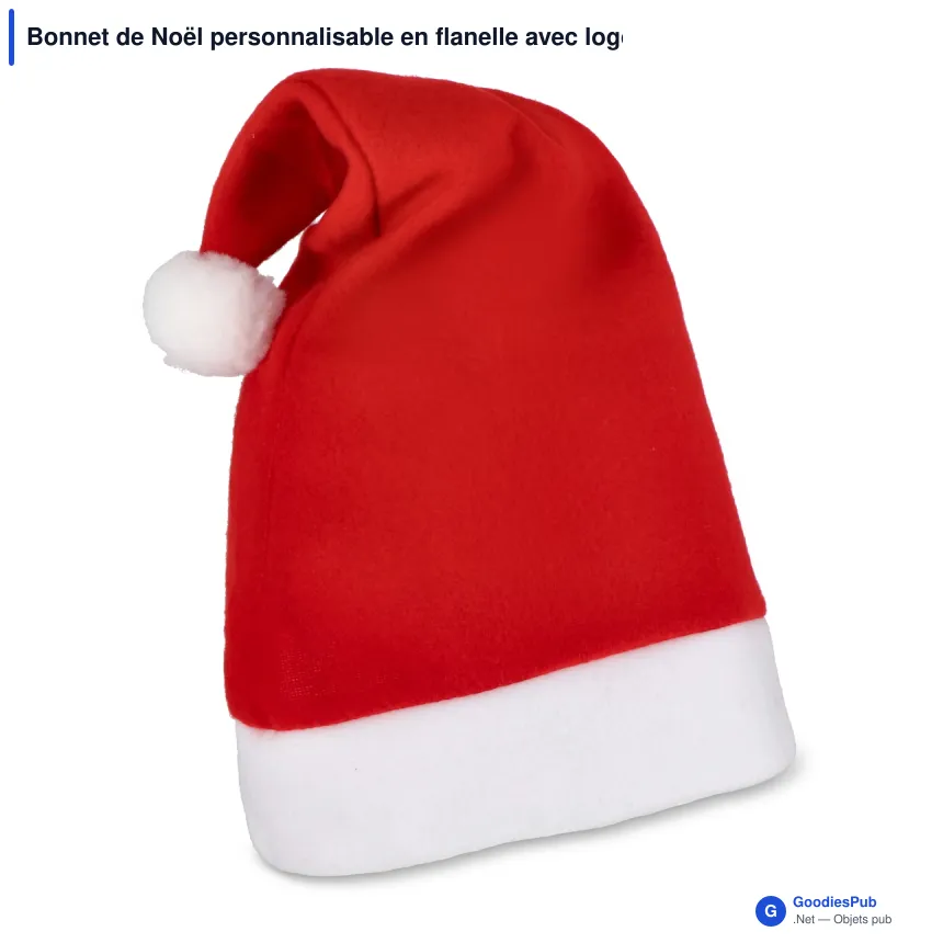 Bonnet de Noël personnalisable en flanelle avec logo - Rouge doux - Image 2