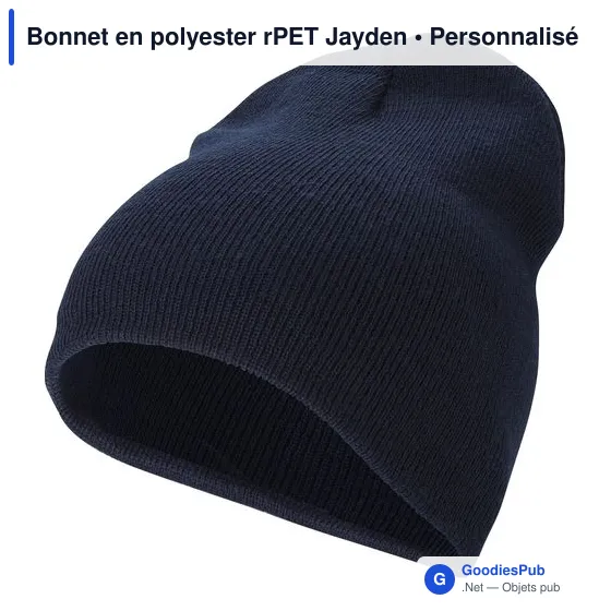 Bonnet tricoté personnalisable en polyester rPET avec logo - Jayden - Image 2