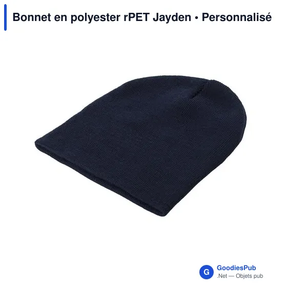 Bonnet tricoté personnalisable en polyester rPET avec logo - Jayden - Image 3