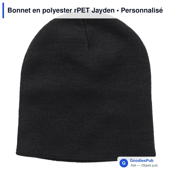 Bonnet tricoté personnalisable en polyester rPET avec logo - Jayden - Image 4