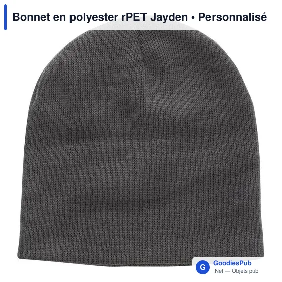 Bonnet tricoté personnalisable en polyester rPET avec logo - Jayden - Image 8