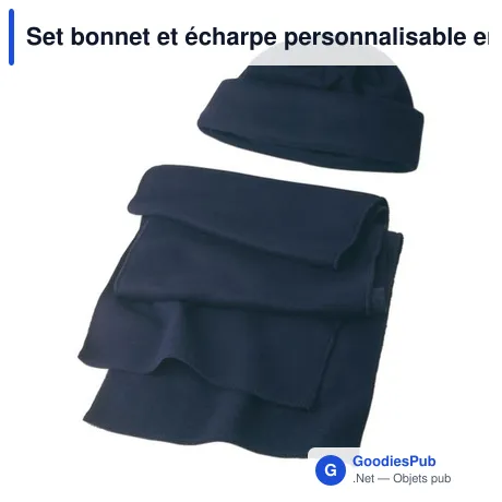 Set bonnet et écharpe personnalisable en laine polaire avec logo