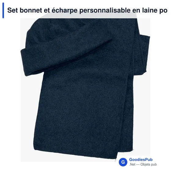 Set bonnet et écharpe personnalisable en laine polaire avec logo - Image 2