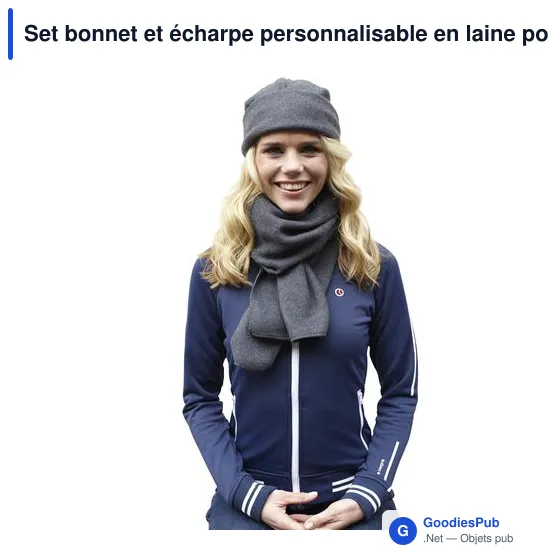 Set bonnet et écharpe personnalisable en laine polaire avec logo - Image 3