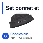 Set bonnet et écharpe personnalisable en laine polaire avec logo - Miniature 4