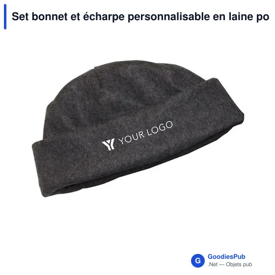 Set bonnet et écharpe personnalisable en laine polaire avec logo - Image 4