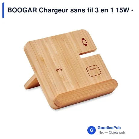 BOOGAR Chargeur sans fil 3 en 1 15W
