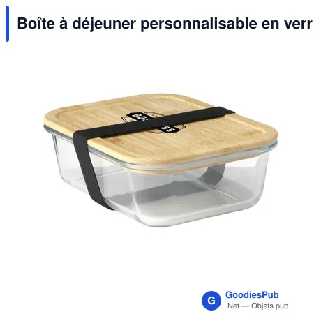 Boîte à déjeuner personnalisable en verre Borneo avec logo