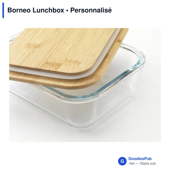 Boîte à déjeuner personnalisable en verre Borneo avec logo - Image 3