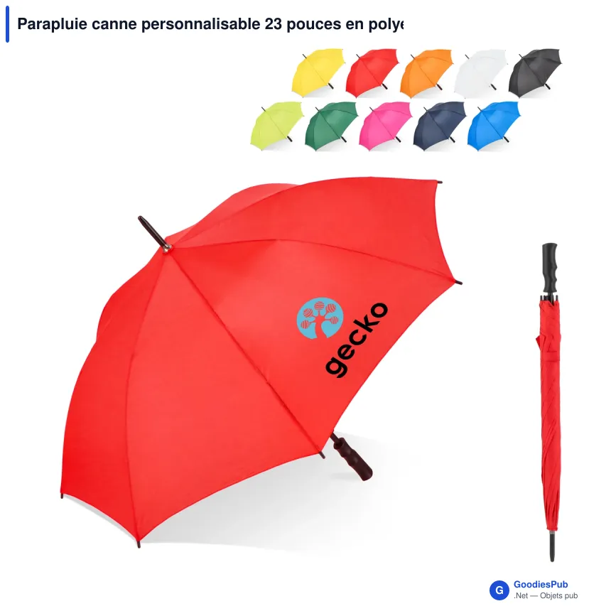 Parapluie canne personnalisable 23 pouces en polyester 190T avec logo - Bosco - Image 1