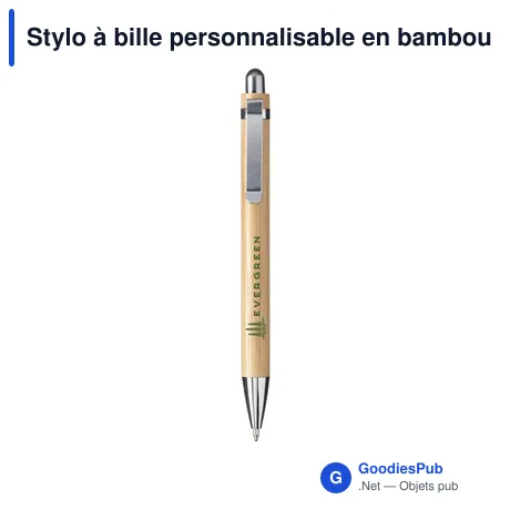 Stylo à bille personnalisable en bambou avec logo - Boston Bamboo