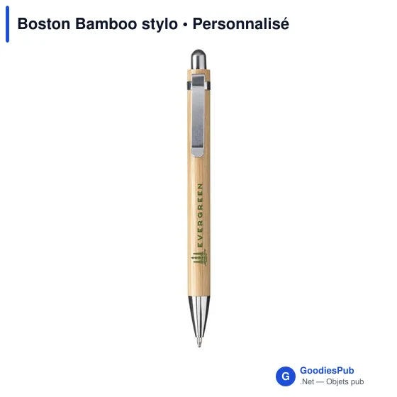 Stylo à bille personnalisable en bambou avec logo - Boston Bamboo - Image 3