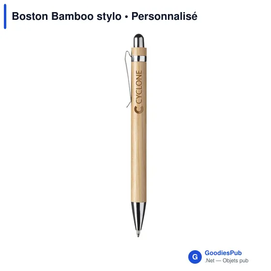 Stylo à bille personnalisable en bambou avec logo - Boston Bamboo - Image 4