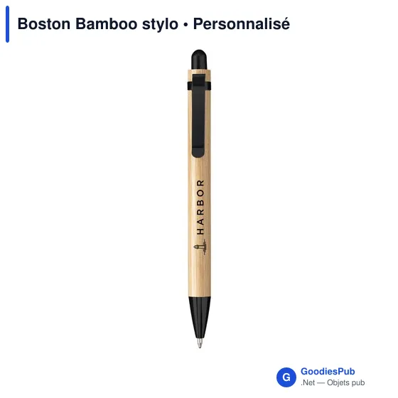 Stylo à bille personnalisable en bambou avec logo - Boston Bamboo - Image 8