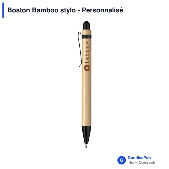 Stylo à bille personnalisable en bambou avec logo - Boston Bamboo - Image 9