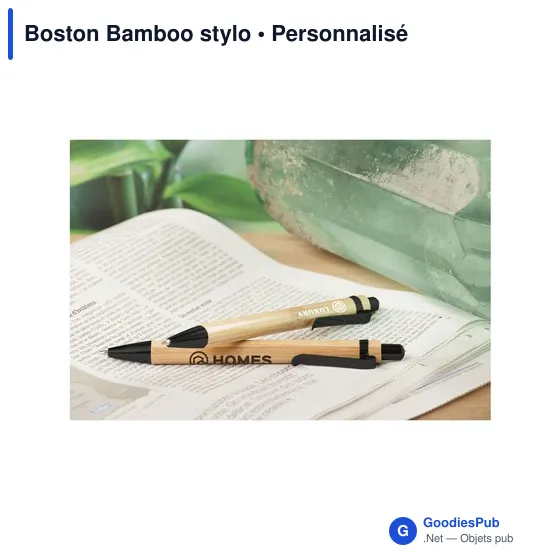 Stylo à bille personnalisable en bambou avec logo - Boston Bamboo - Image 10