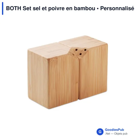 Salière et poivrière personnalisables en bambou avec logo - Image 2