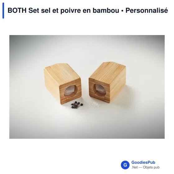 Salière et poivrière personnalisables en bambou avec logo - Image 3