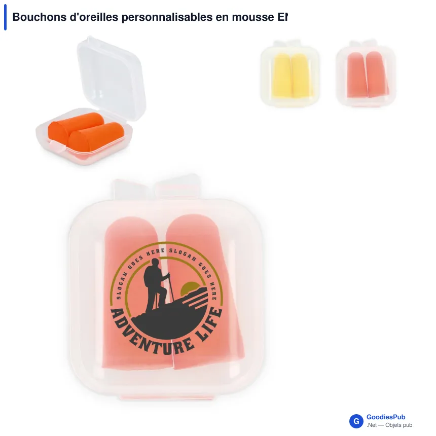 Bouchons d'oreilles personnalisables en mousse EN 352-2 SNR 37 dB avec logo - Pro - Image 1