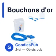 Bouchons d'oreilles personnalisables en TPE avec cordon EN 352-2 32 dB et logo - Bleu - Miniature 1