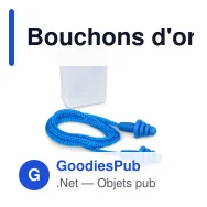 Bouchons d'oreilles personnalisables en TPE avec cordon EN 352-2 32 dB et logo - Bleu - Miniature 2