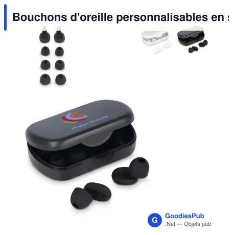 Bouchons d'oreille personnalisables en silicone avec logo - Travel-Comfort