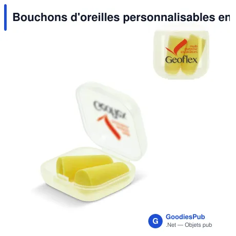 Bouchons d'oreilles personnalisables en mousse avec étui et logo - Jaune