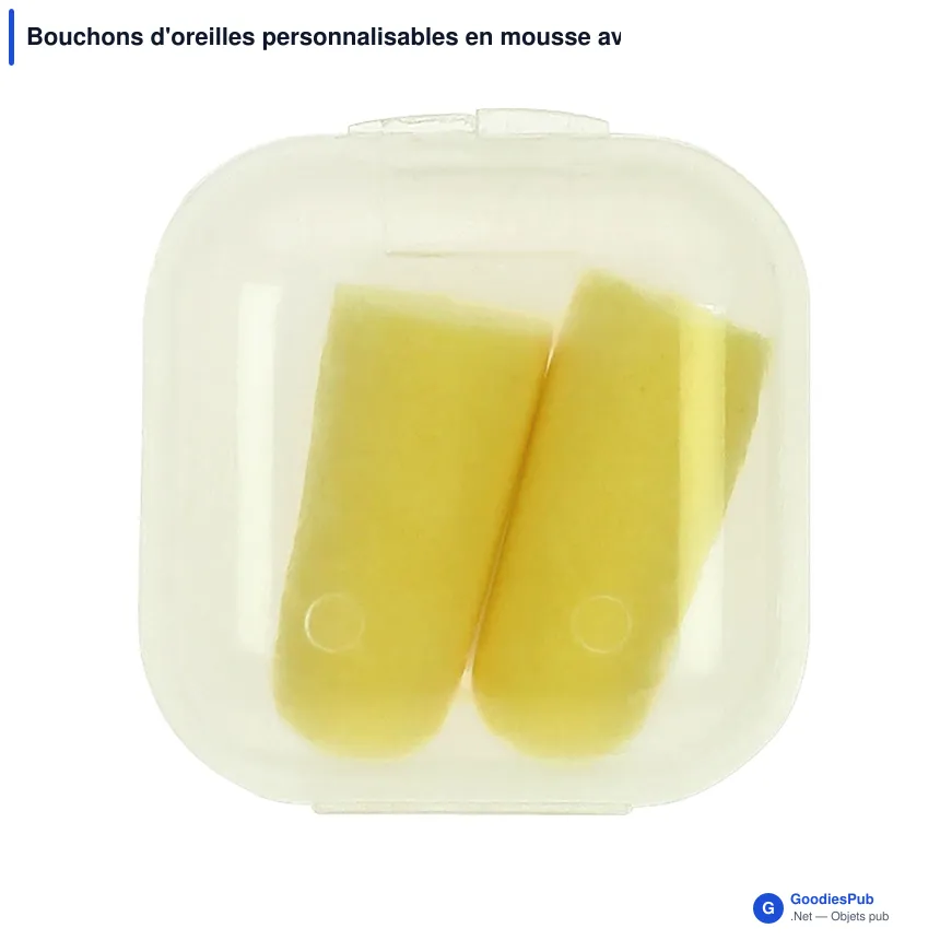 Bouchons d'oreilles personnalisables en mousse avec étui et logo - Jaune - Image 2