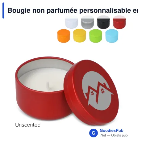 Bougie non parfumée personnalisable en boîte recyclée avec logo - Asana