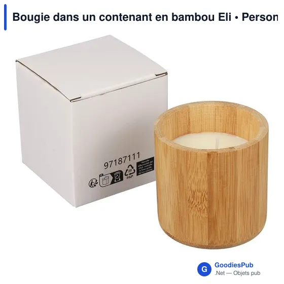 Bougie personnalisable en contenant bambou avec logo - Eli - Image 4