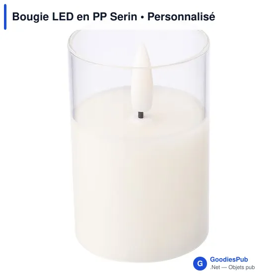 Bougie LED personnalisable en PP Serin avec logo - Image 2